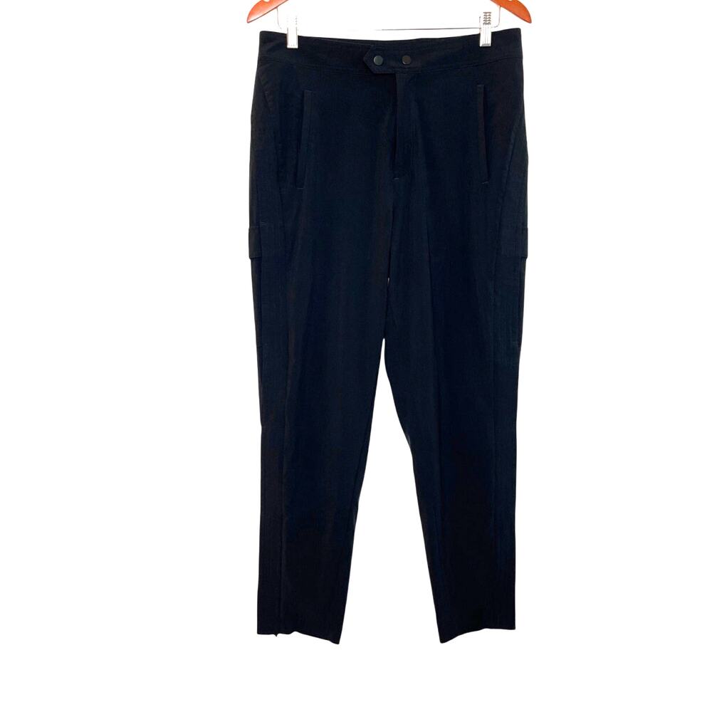 Athleta Uptown Ankle Pant Size 8 Black Cargo Straight Leg Ankle Zip Athleisure